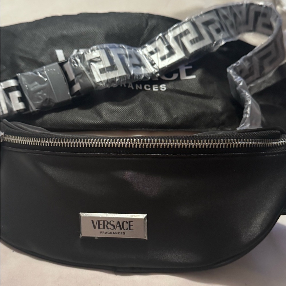 Versace Black Logo Pouch with White Print